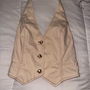 Zara Cream Vest with Gold Buttons